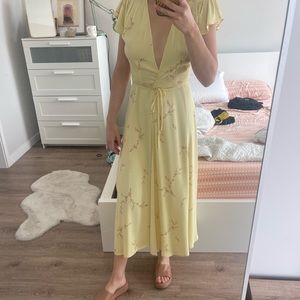Yellow Cherry Blossom Reformation Dress Size S